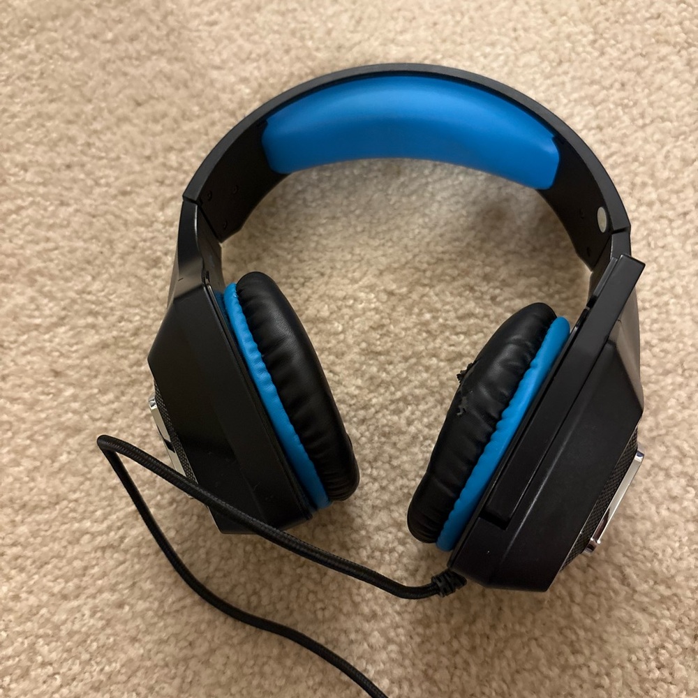 Black and Blue Over-Ear Gaming Headphones
